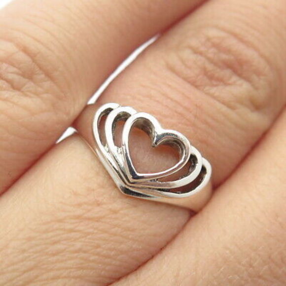 Jewelry - 925 Sterling Silver Vintage Open Heart Ring Size 6.25